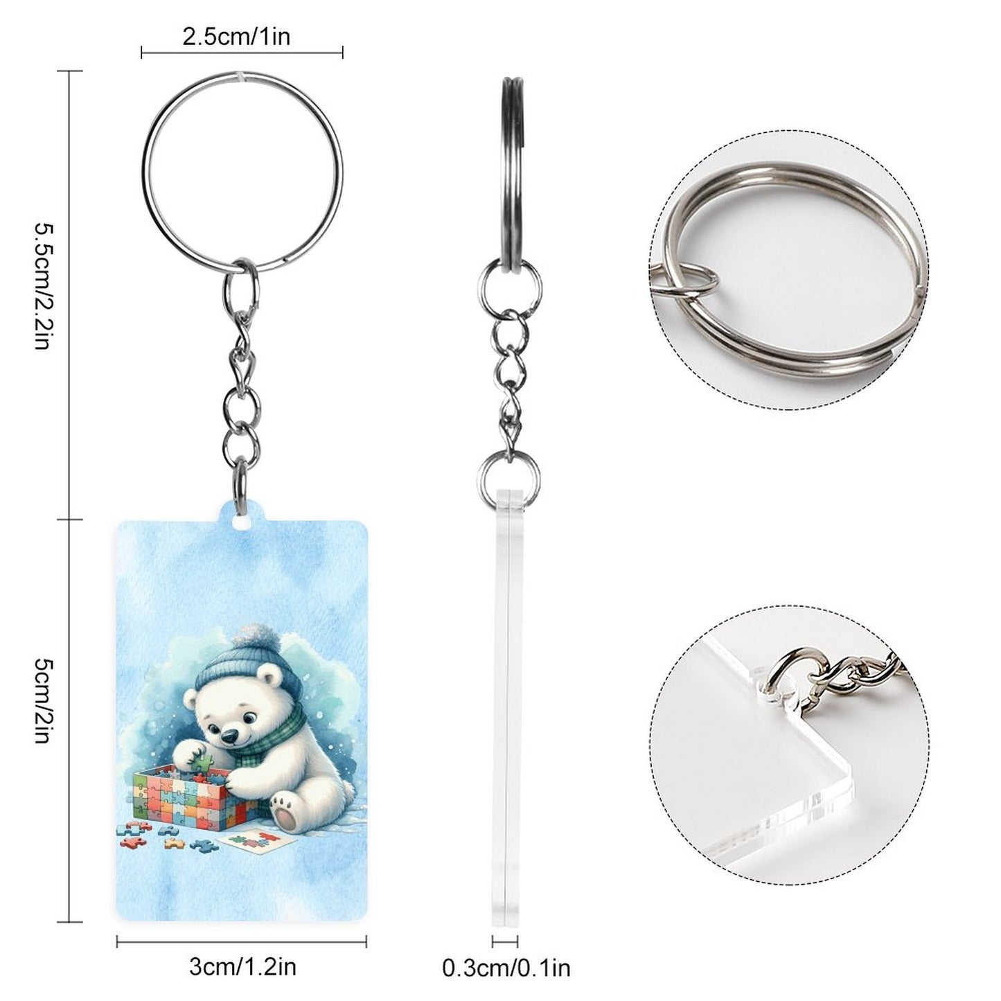 Winter Baby Bear  Acrylic Keychain (Dual-sided Printing)