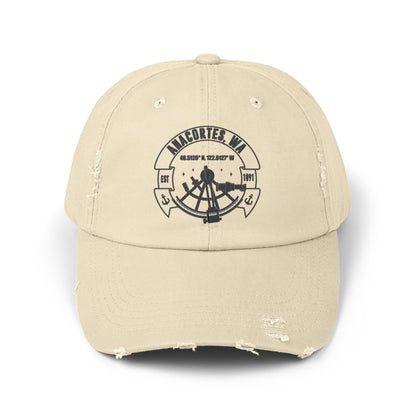 Anacortes Coordinates  Unisex Distressed Cap