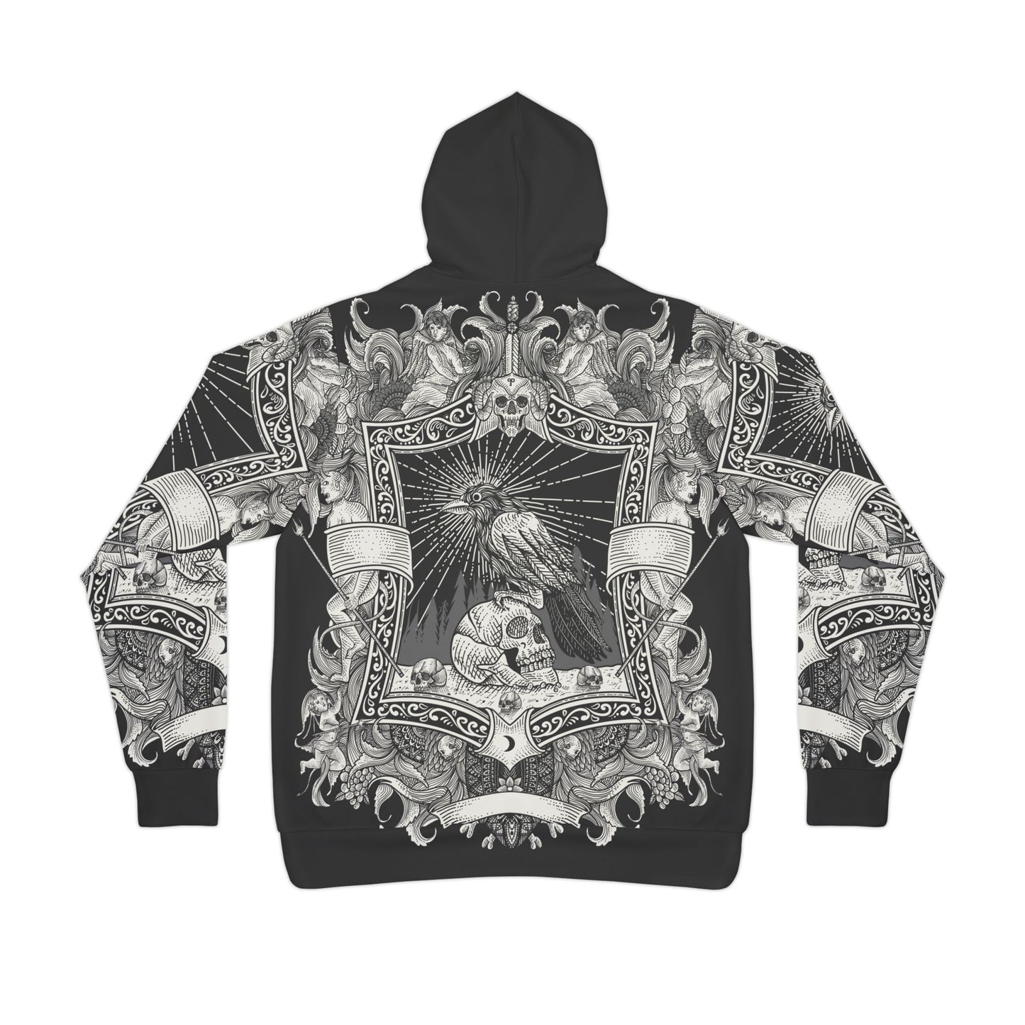 Vintage Crow & Skull  Hoodie