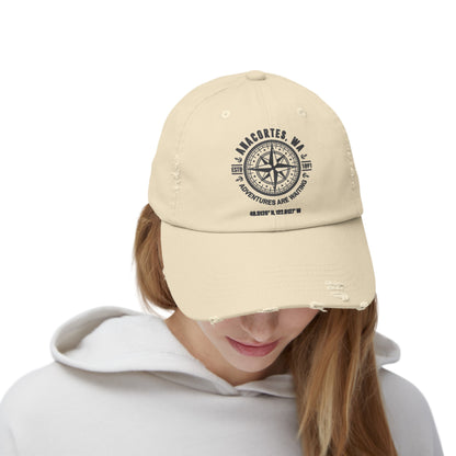 Anacortes Compass Unisex Distressed Cap