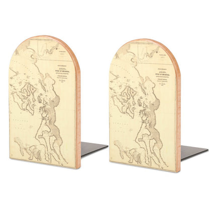 ANACORTES MAP Wood Bookends (Set of 2)