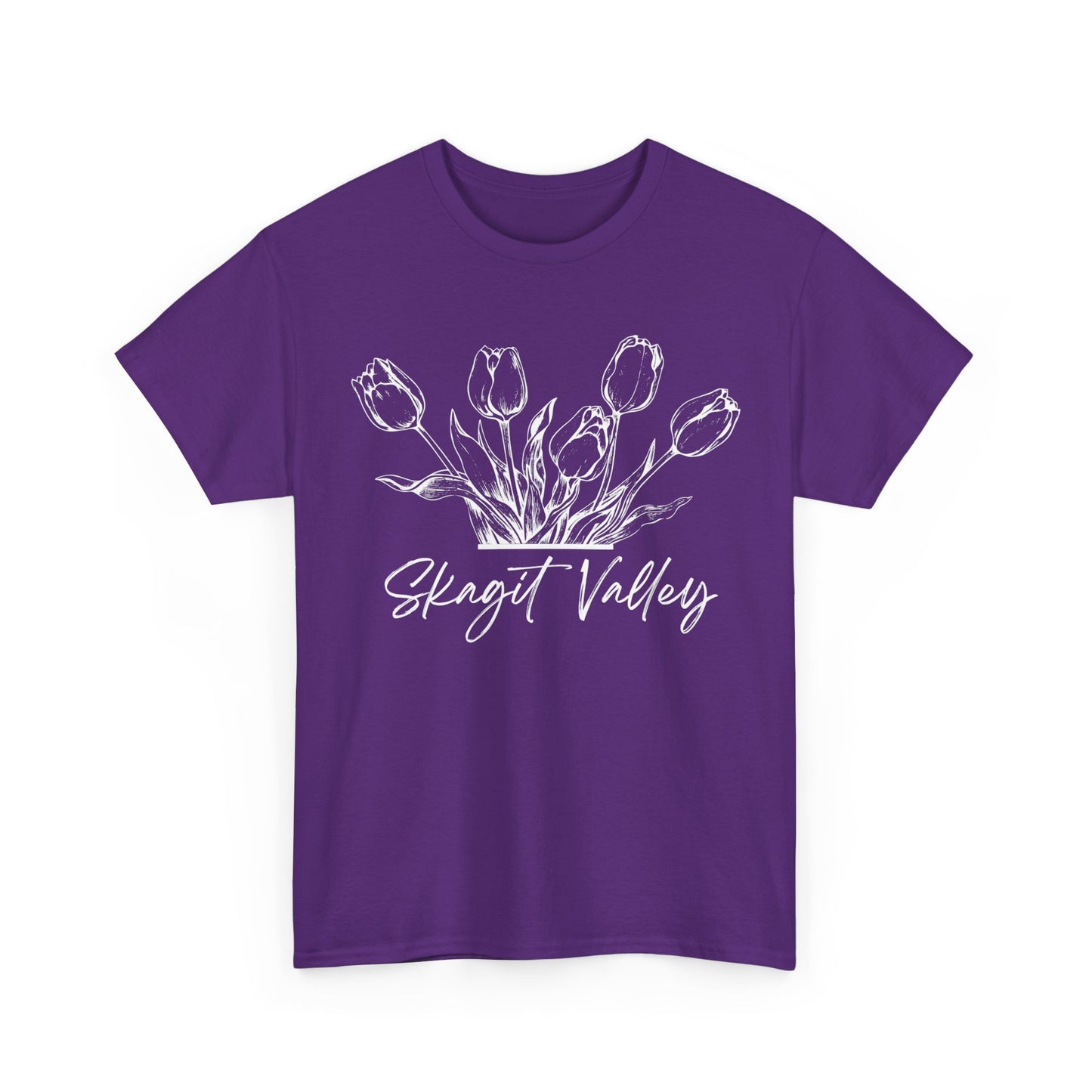 SKAGIT VALLEY - LINE ART TULIPS - Unisex Heavy Cotton Tee