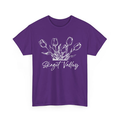 SKAGIT VALLEY - LINE ART TULIPS - Unisex Heavy Cotton Tee