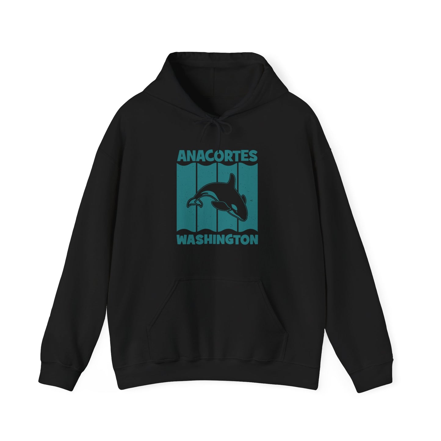 Anacortes Teal Orca Unisex Heavy Blend™ Hooded Sweatshirt