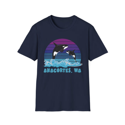 Anacortes Orca Northern Lights Unisex Softstyle T-Shirt