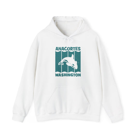 Anacortes Teal Orca Unisex Heavy Blend™ Hooded Sweatshirt