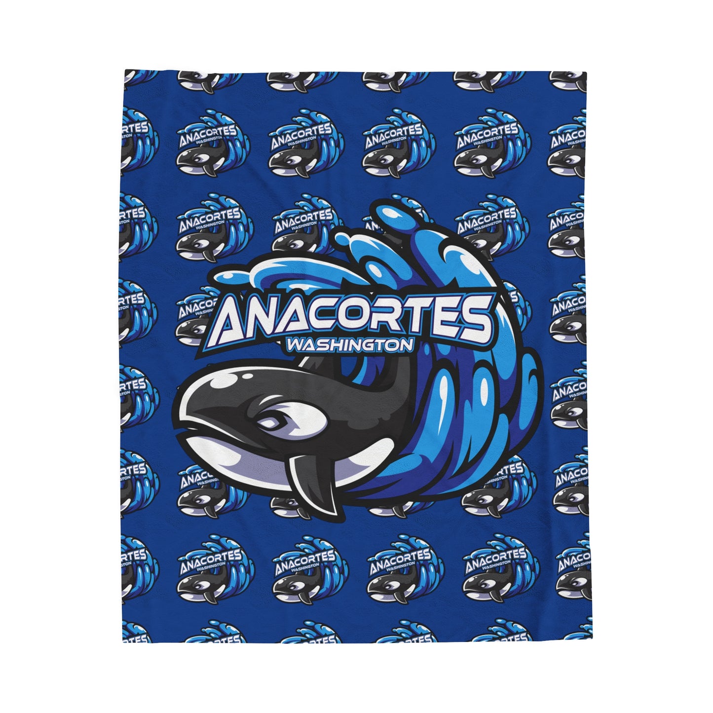 ANACORTES ORCA MASCOT Velveteen Plush Blanket