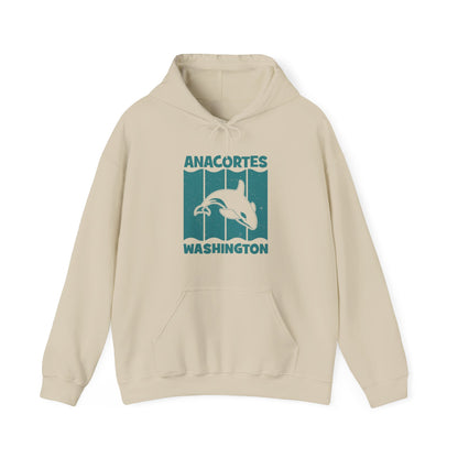 Anacortes Teal Orca Unisex Heavy Blend™ Hooded Sweatshirt