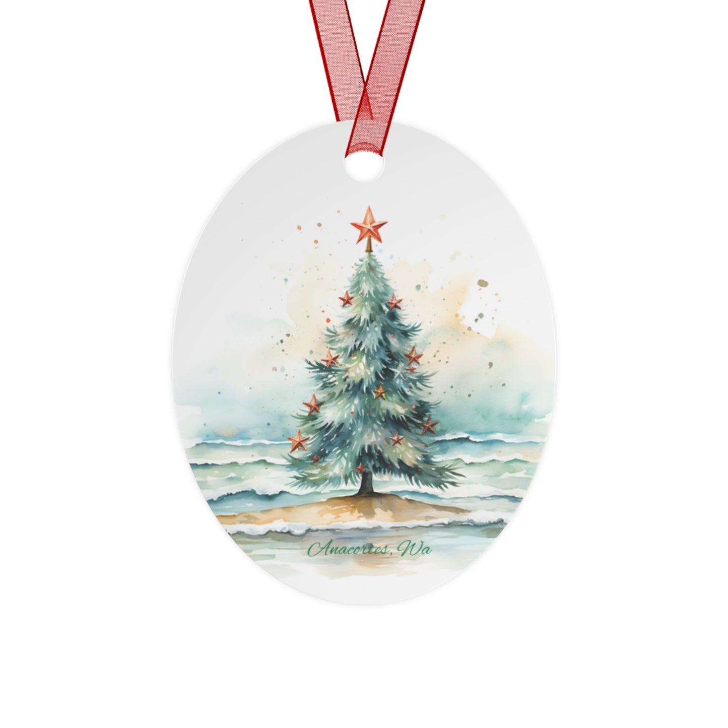 ANACORTES Beach Tree Metal Ornament