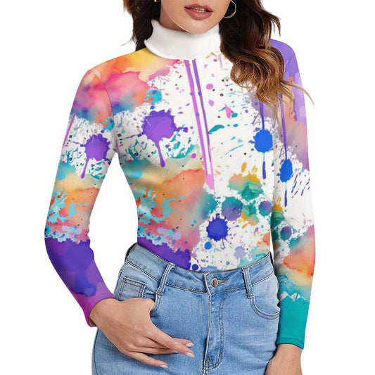 Women Long Sleeve Turtleneck Sweater MY08 (All-Over Printing)