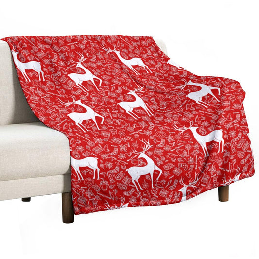 HOLIDAY WHITE DEER Blanket-50"x60" (Dual-sided Printing)