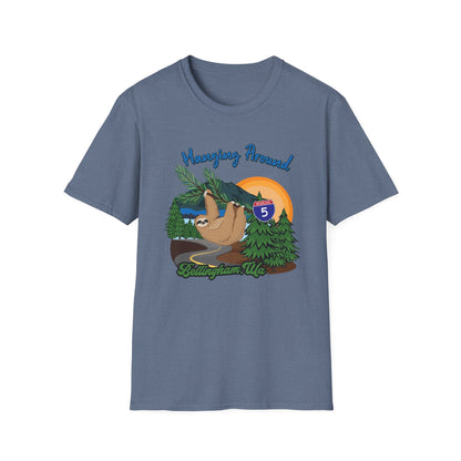 BELLINGHAM WA SLOTH - HANGING AROUND Unisex Softstyle T-Shirt
