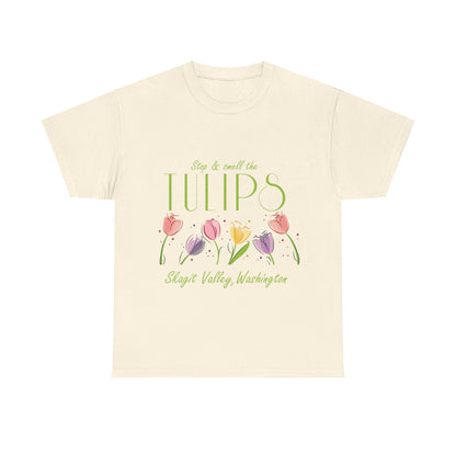 SMELL THE  TULIPS - Unisex Heavy Cotton Tee