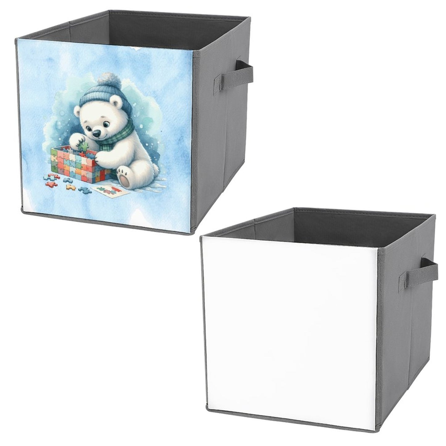 Winter Baby Bear  Folding Storage Bin