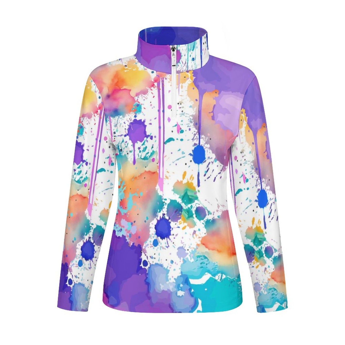 1/4 Zipper Long Sleeve Zip Gym Top DS007 (All-Over Printing)