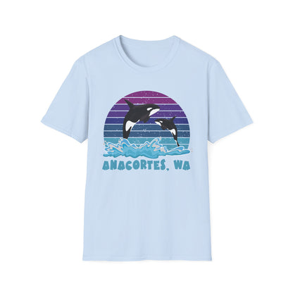 Anacortes Orca Northern Lights Unisex Softstyle T-Shirt