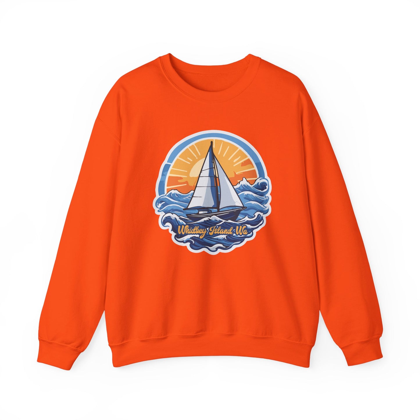 WHIDBEY ISLAND WA  Sunny Sailing  Unisex Heavy Blend™ Crewneck Sweatshirt