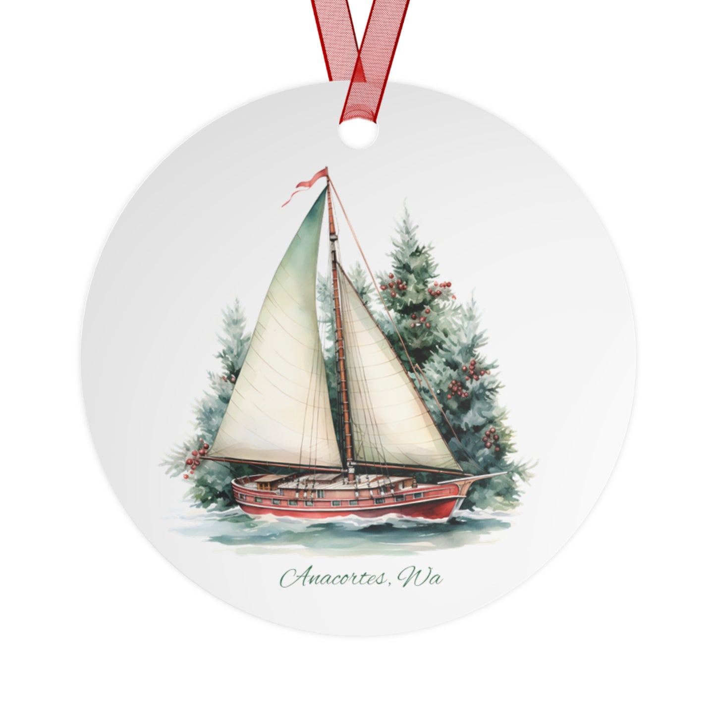 ANACORTES SAILBOAT Metal Ornament