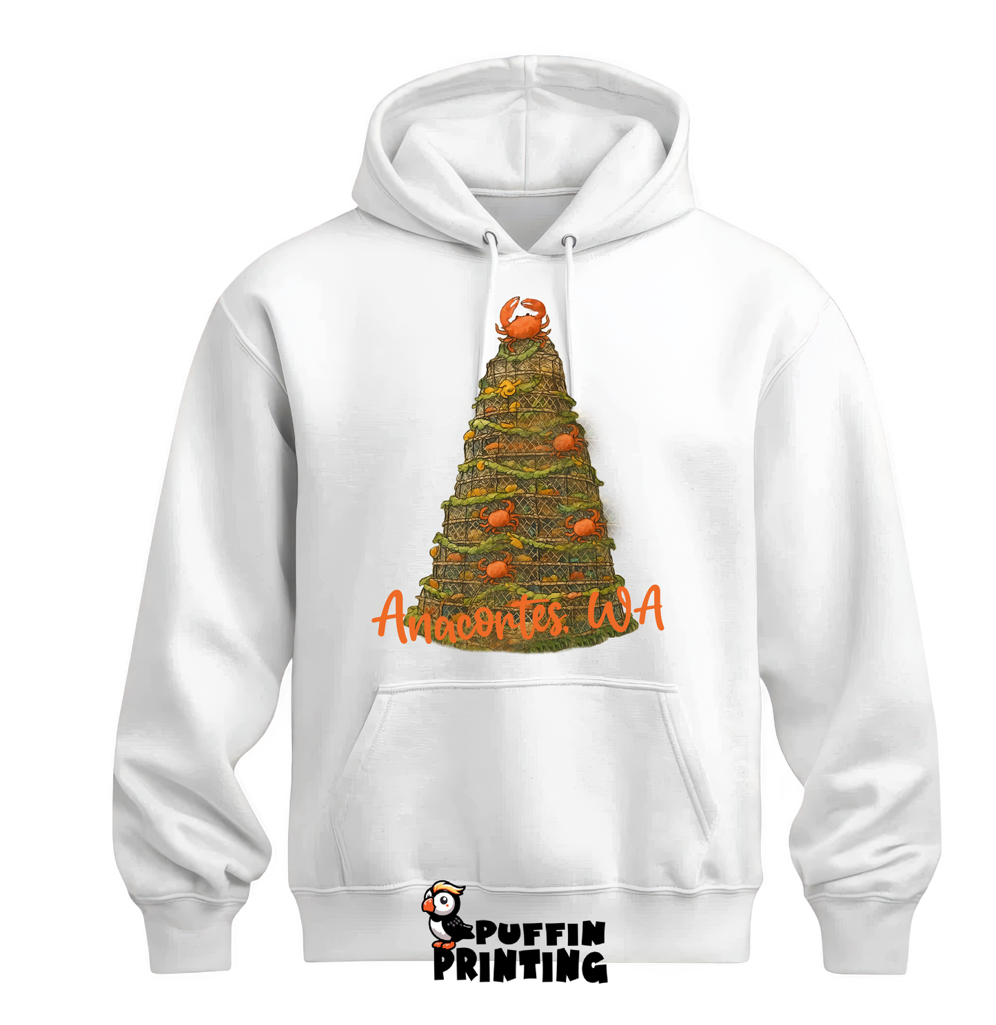 ANACORTES Coastal Christmas Crab Pot Tree HOODIE OR TEE