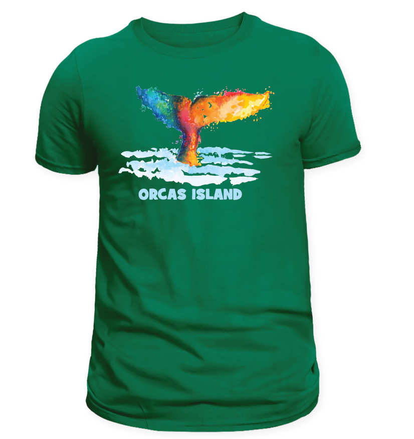 ORCAS ISLAND -   PAINTED TAIL WHALE SHIRTS & MORE!