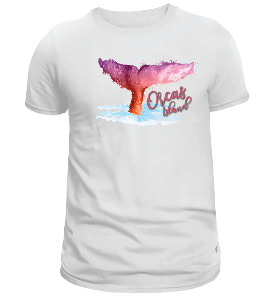 ORCAS ISLAND -    PINK WHALE TAIL  SHIRTS & MORE!