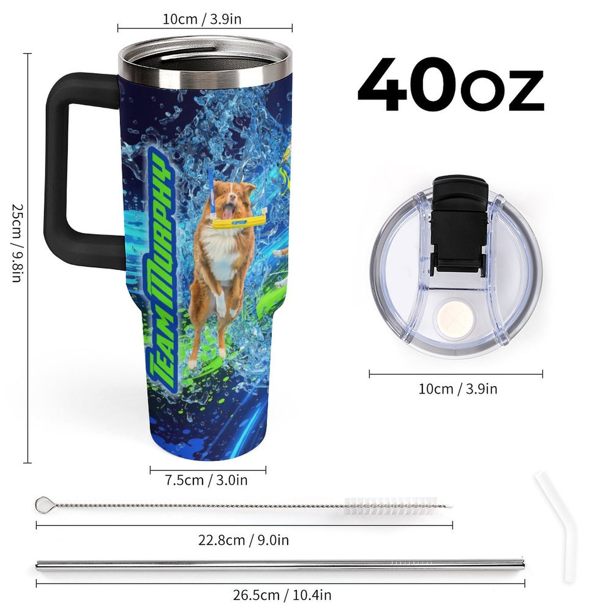 Murphy 40oz Insulated Tumbler with Handle and Straw