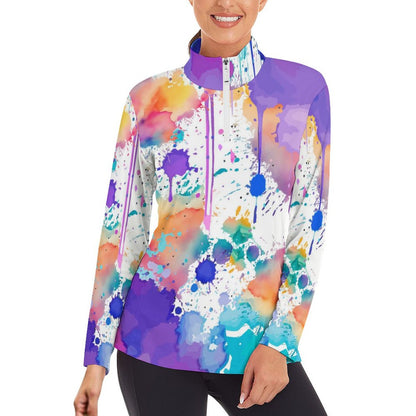 1/4 Zipper Long Sleeve Zip Gym Top DS007 (All-Over Printing)