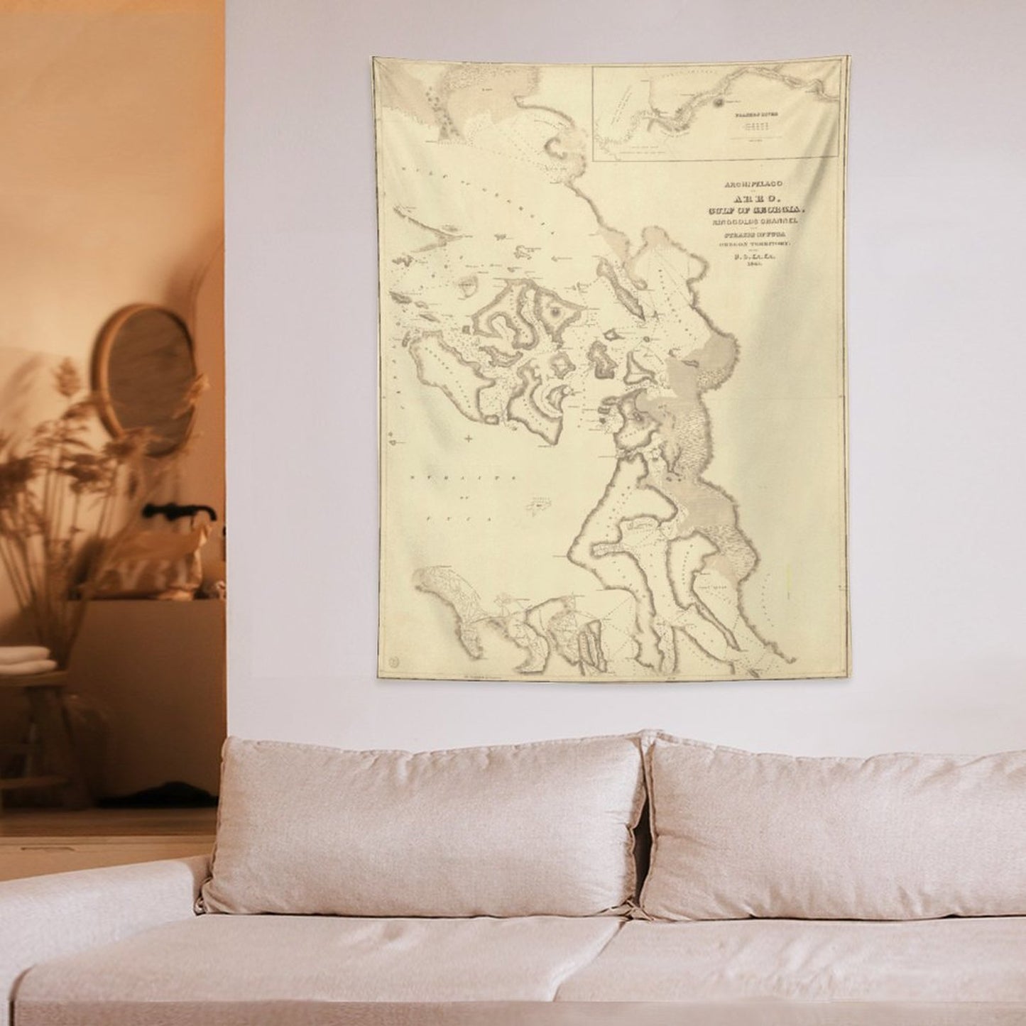 ANACORTES MAP Wall Art with Vertical Tapestry