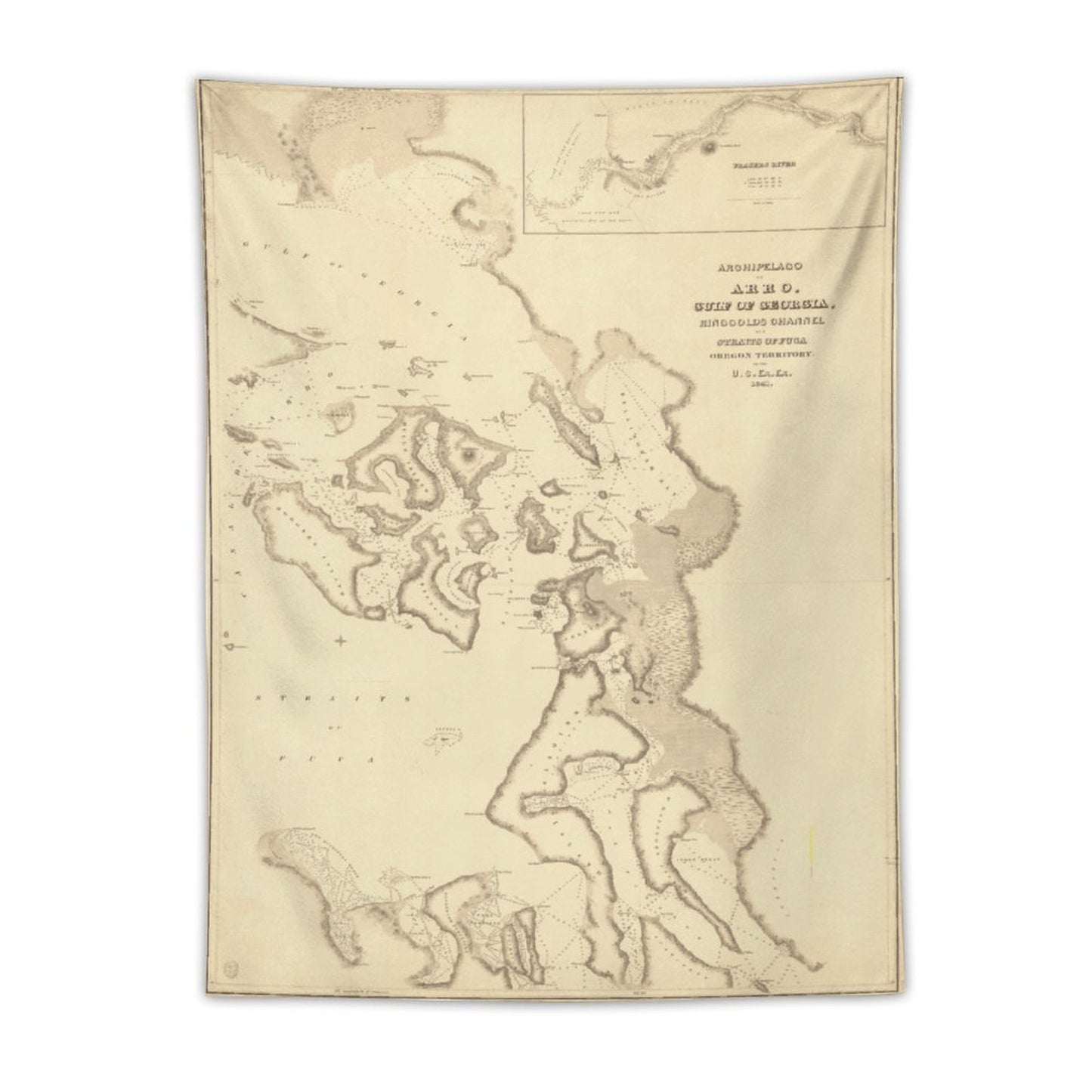 ANACORTES MAP Wall Art with Vertical Tapestry