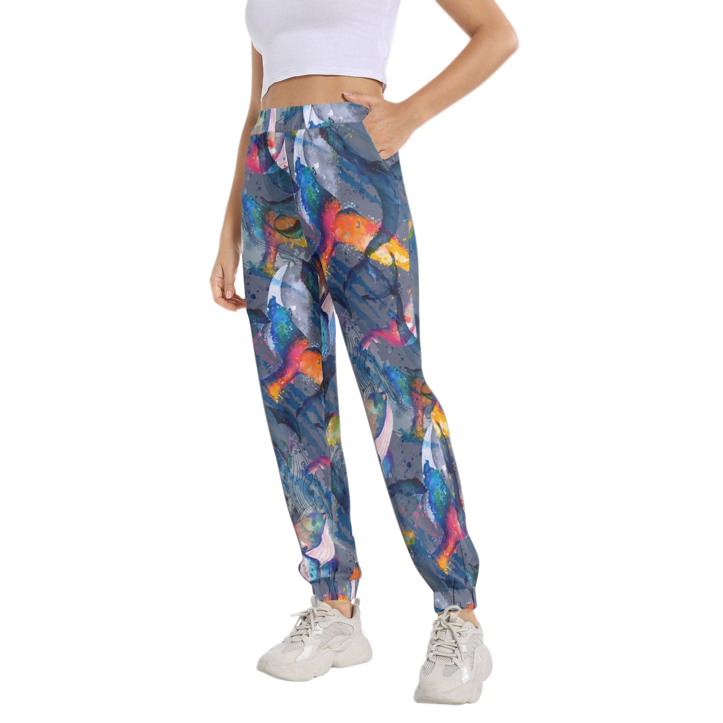 WHALE WONDER Elastic Waist Tapered Sweatpant