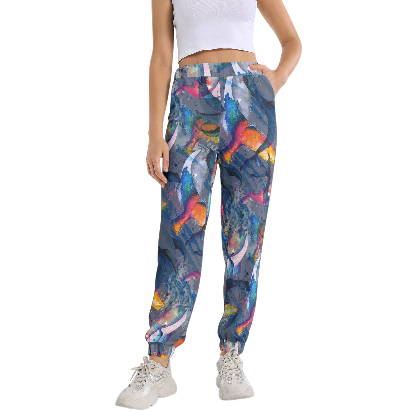 WHALE WONDER Elastic Waist Tapered Sweatpant