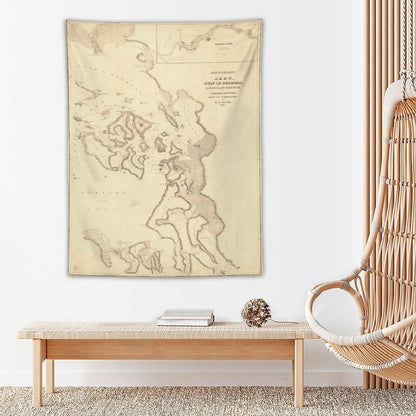 ANACORTES MAP Wall Art with Vertical Tapestry